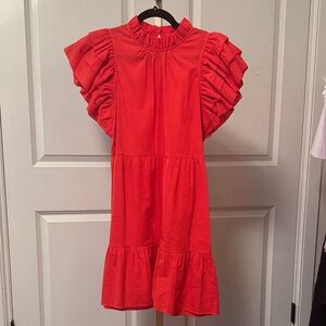 Marie Oliver Red Ruffled Dress